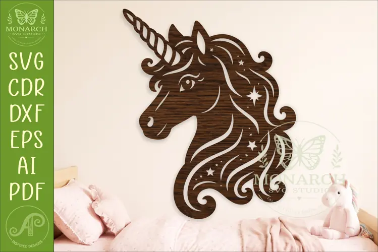 Whimsical Celestial Unicorn Wall Art SVG Laser Cut Magical