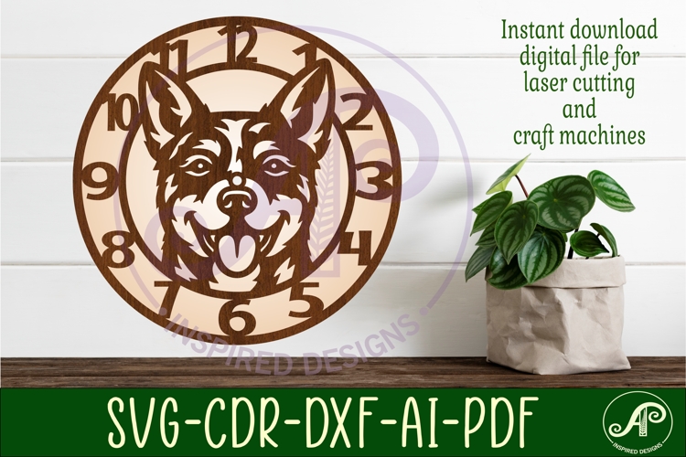 Blue Heeler dog clock wall clock laser cut file