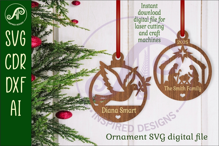 Nativity and Dove Christmas Ornament SVG