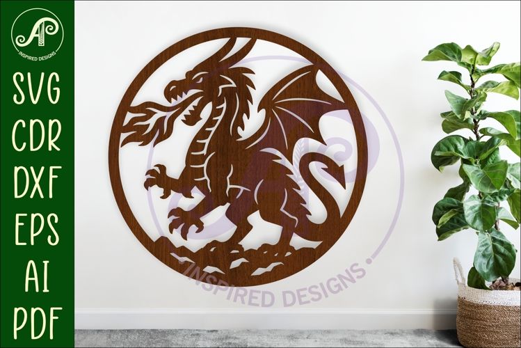 Fire Breathing Dragon wall sign svg laser cut