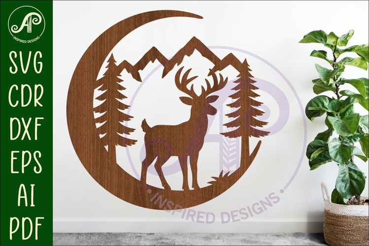 Crescent Moon Deer animal wall sign