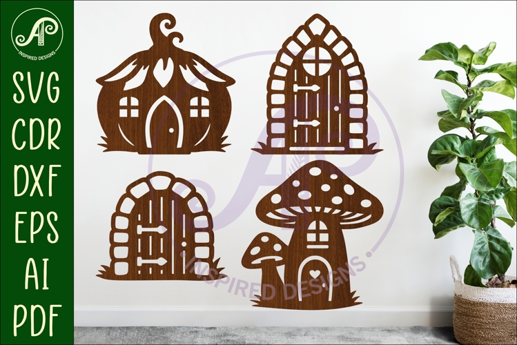 Fairy house and Doors silhouettes laser cut outs