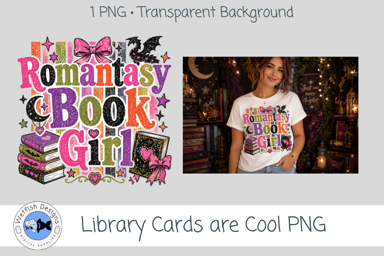 Romantasy Book Girl Bookish PNG Graphic
