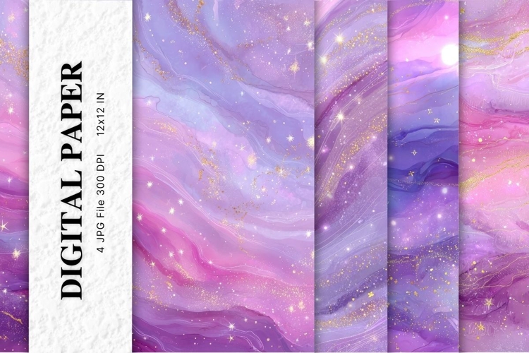Purple Watercolor Alcohol Ink Background Digital Paper