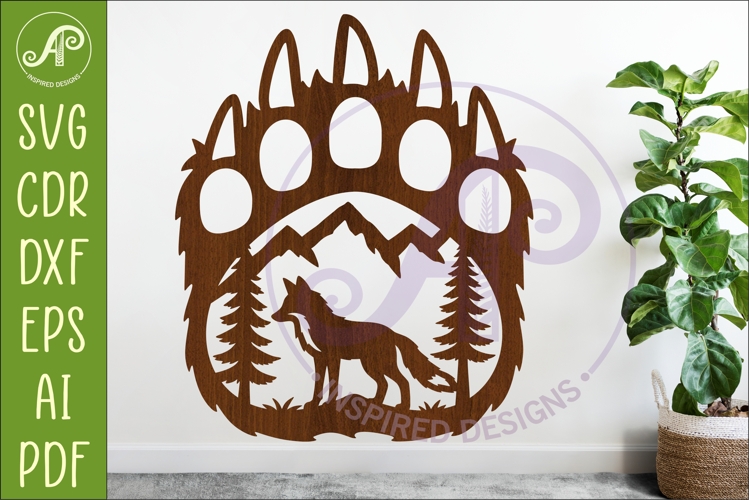 Bear paw print with Fox wall sign