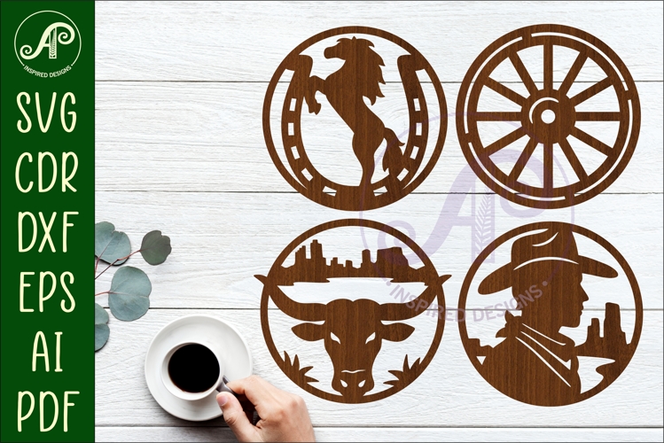 Western Cowboy Coasters SVG, Ranch Rodeo theme 3