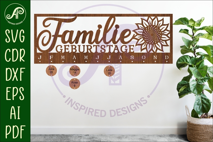 Familie Geburtstage German Calendar SVG laser cut file