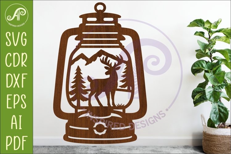 Camping Lantern Scene Deer Wall Sign
