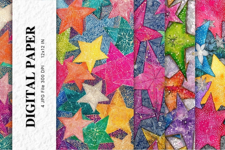 Star Background Party Decor Digital Paper Backdrop Wallpaper