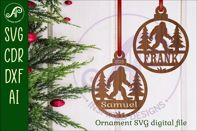Bigfoot personalized Christmas Ornament SVG