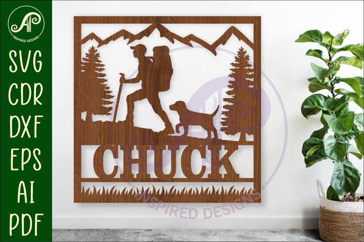 Hiking square named wall sign or card topper svg