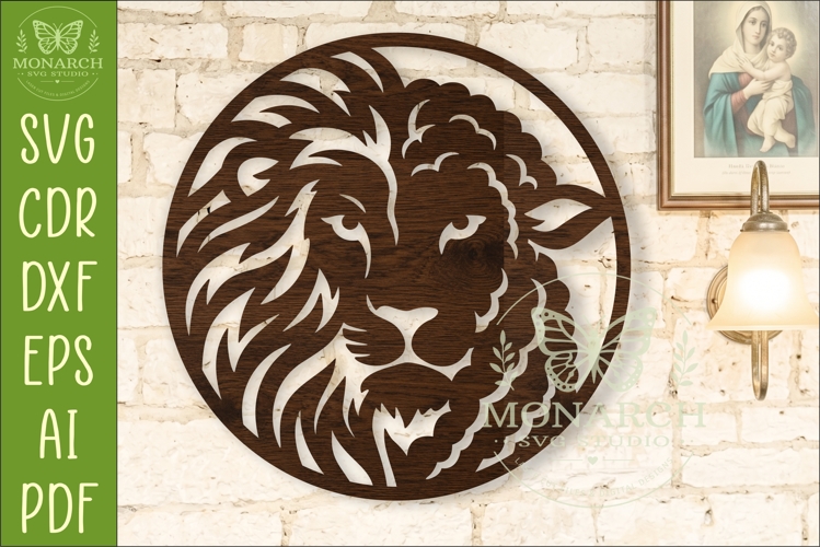 Lion and Lamb Round Wall Sign SVG, Christian Faith Laser Cut