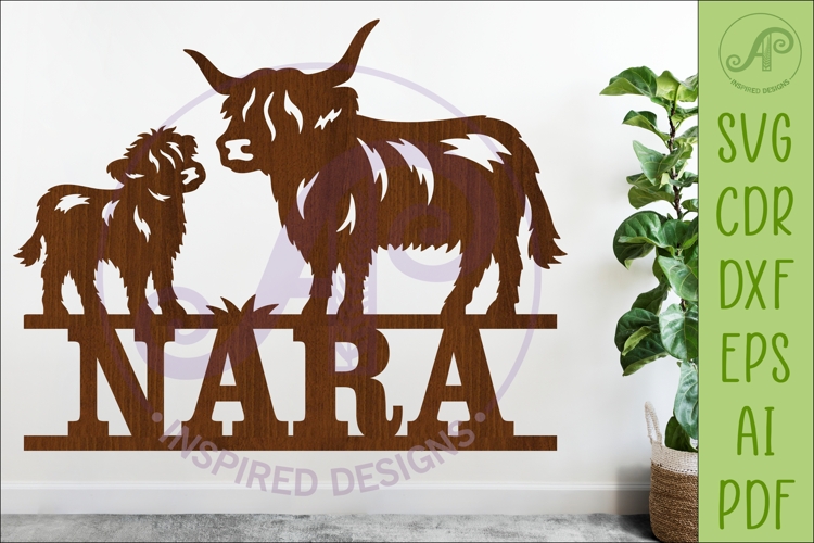 Highland Cow Family Name Sign SVG, Personalized Farm