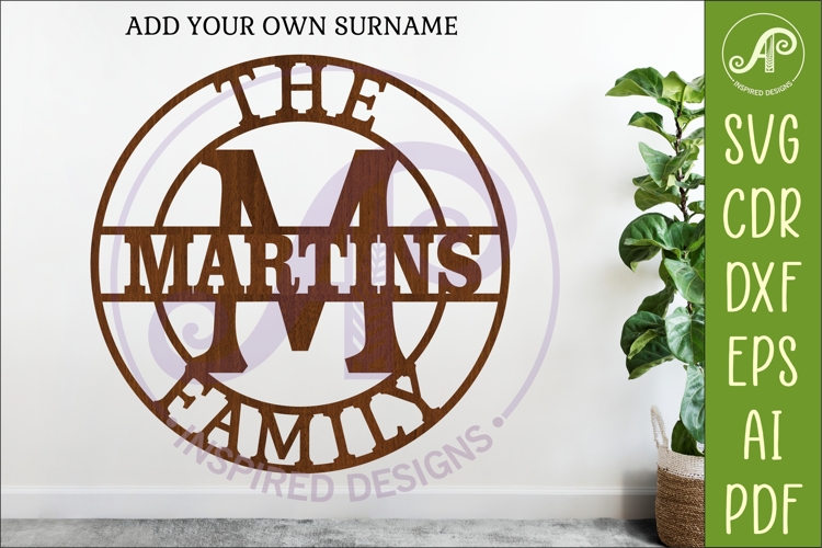 Monogram Family Letter M Name Sign SVG