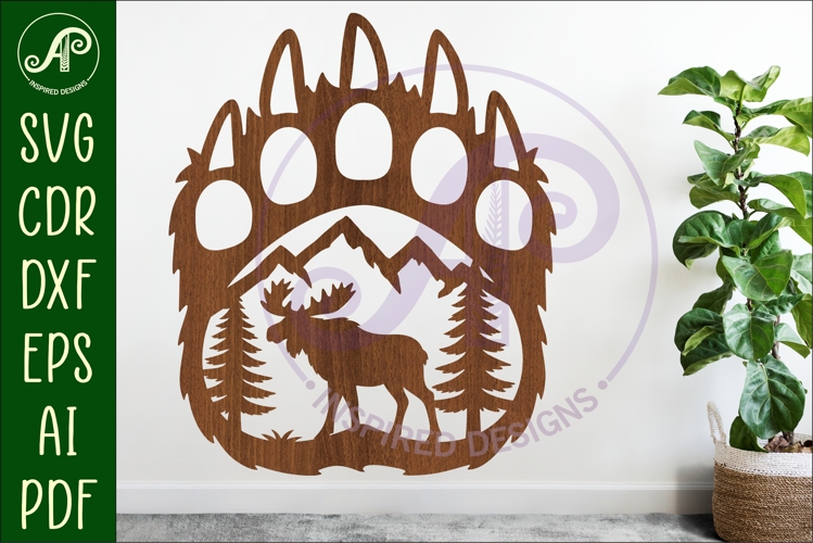 Bear paw print with Moose wall sign