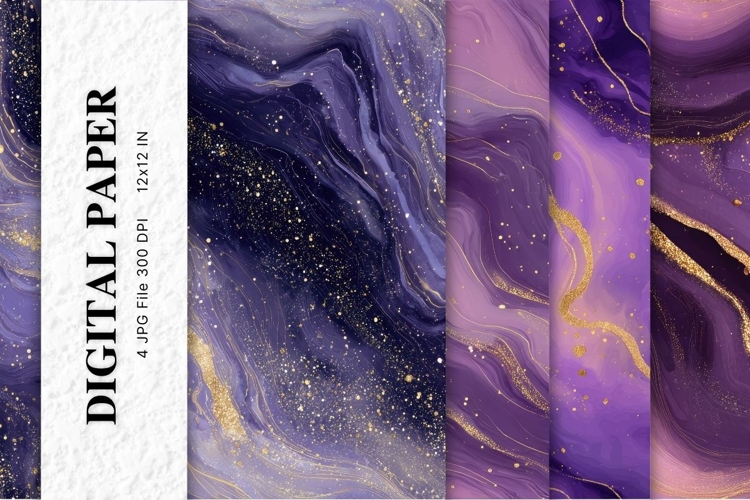 Purple Watercolor Alcohol Ink Background Digital Paper