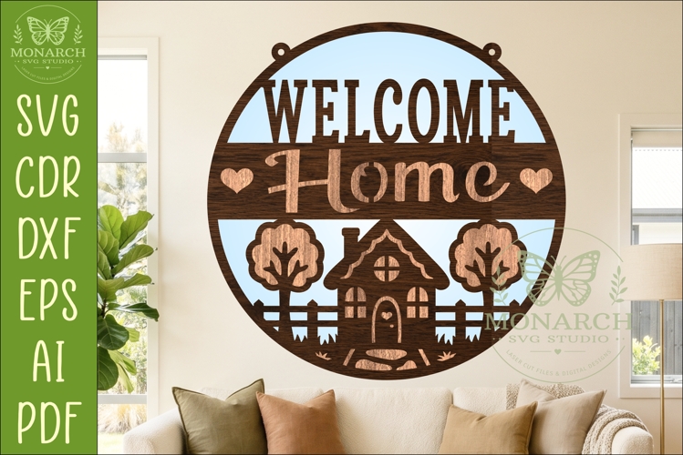 Welcome Home Layered SVG | Cottage Wall Sign | Laser Cut