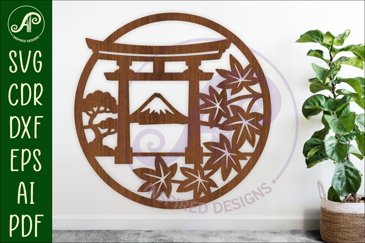 Japanese Torii gate wall art sign, SVG file