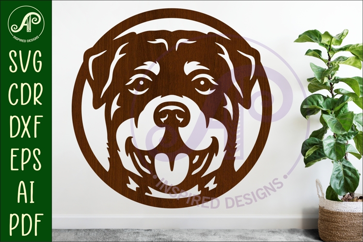 Rottweiler Dog Wall Art SVG Laser Cut Dog Face Circle Sign