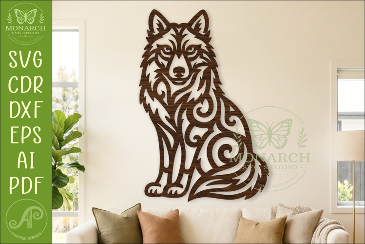 Mystical Tribal Wolf SVG, Single Layer Laser Cut File