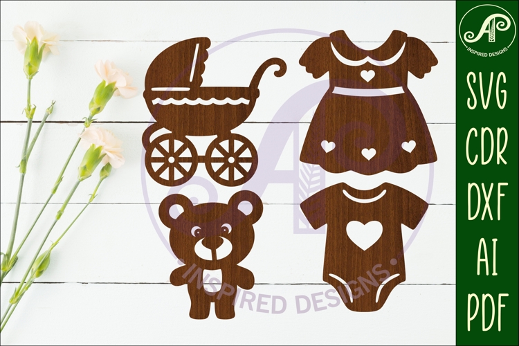 Baby icons silhouette laser cut outs SVG file 3