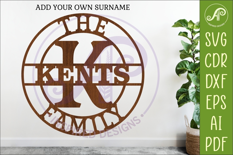 Monogram Family Letter K Name Sign SVG