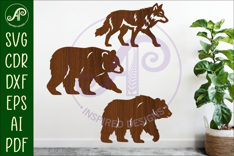 Bears and Wolf silhouette laser cut outs SVG files
