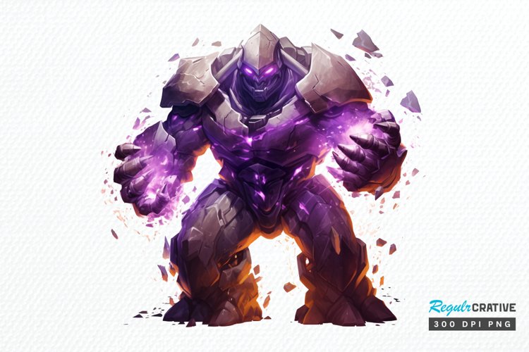 Fantasy Golem with an Purple Aura PNG Clipart example image 1