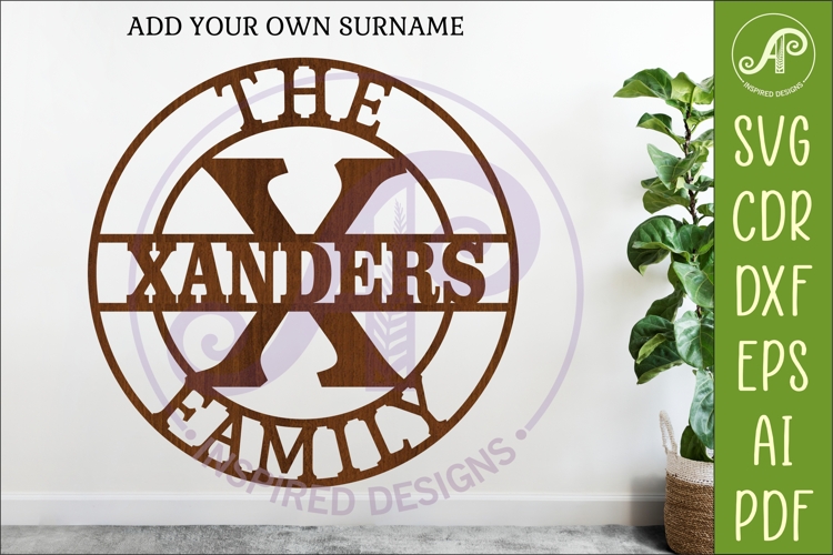Monogram Family Letter X Name Sign SVG