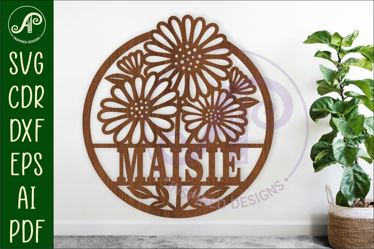 Daisies name sign design for laser cutting