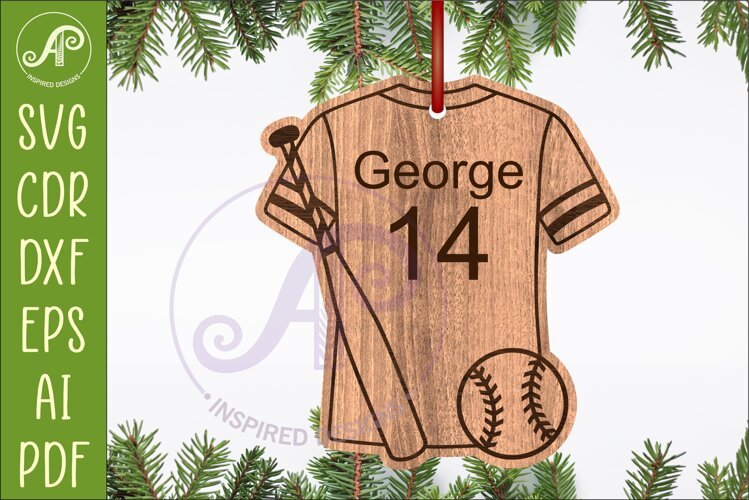 Baseball shirt Christmas Ornament SVG laser cut example image 1