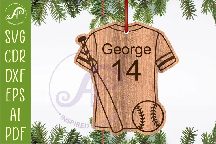 Baseball shirt Christmas Ornament SVG laser cut