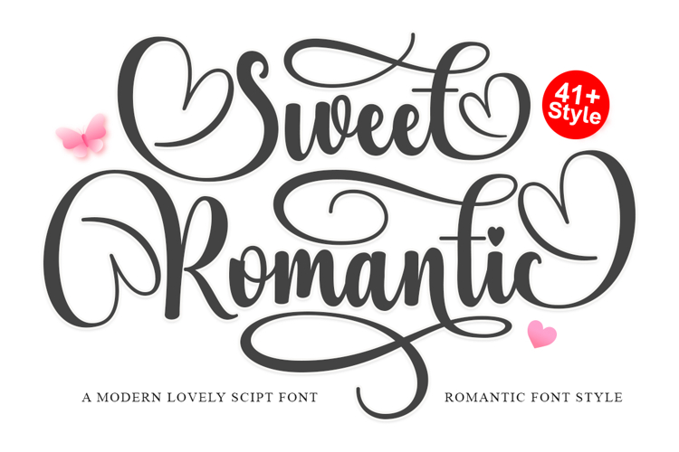 Sweet Romantic - Family Font In 42 Styles