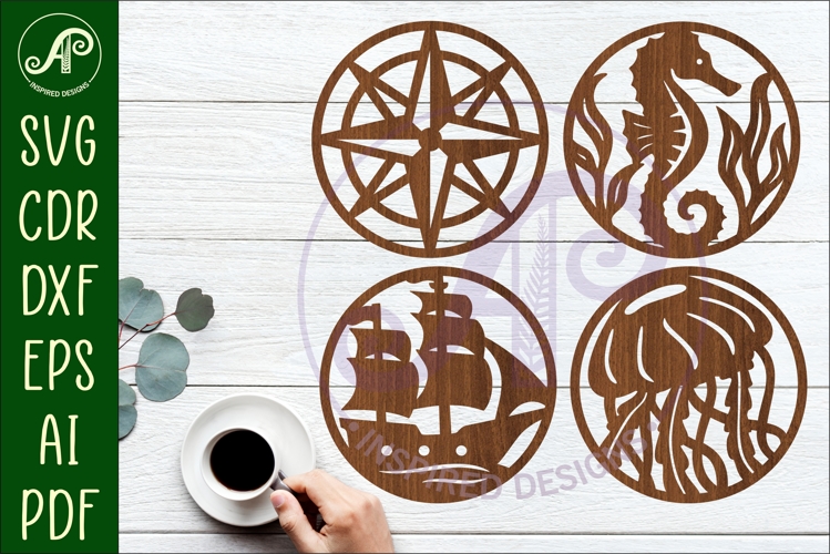 Ocean, nautical Coasters, laser cut out beach designs 4