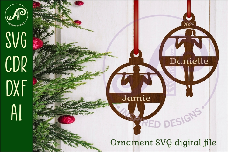 Cross fit pull up Christmas Ornament SVG
