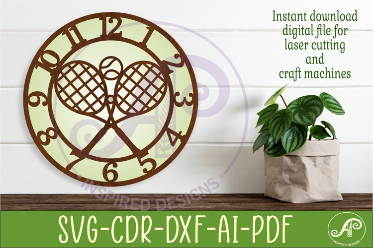 Tennis theme Wall Clock SVG for Laser Cutting Decor