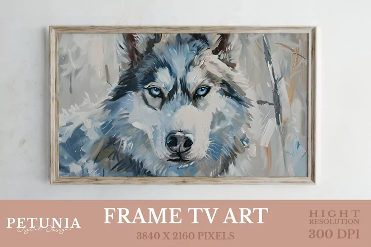Frame TV Art | Siberian Husky Oil Painting Frame TV Art