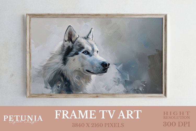 Frame TV Art | Siberian Husky Oil Painting Frame TV Art