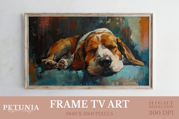 Frame TV Art | Beagle Oil Painting Frame TV Art