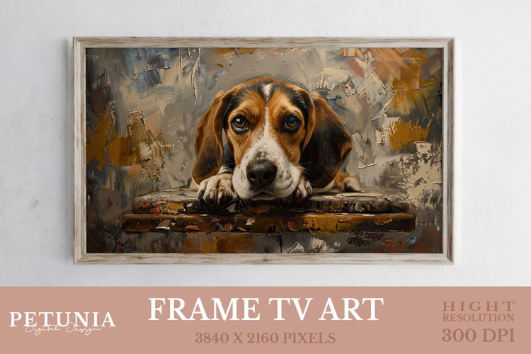 Frame TV Art | Beagle Oil Painting Frame TV Art