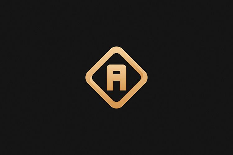 A Letter Gold Logo Brand