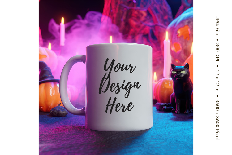 Halloween Coffee Mug Mockups Template Blank Ceramic Cup_10