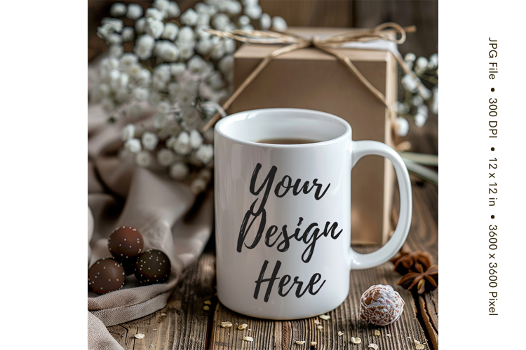 Christmas Winter Coffee Mug Mockups Template Blank Ceramic