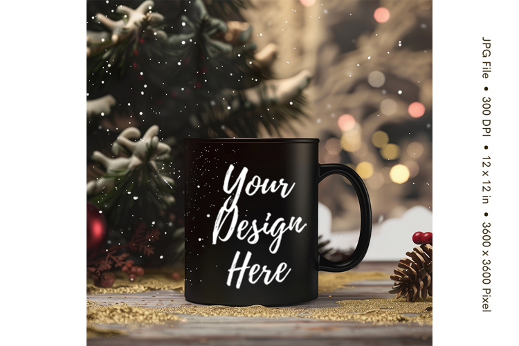 Christmas Winter Coffee Mug Mockups Template Blank Ceramic