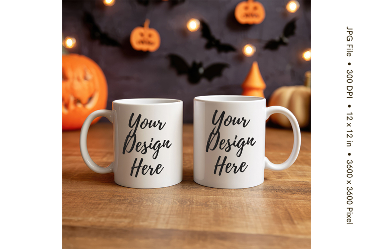 Halloween Coffee Mug Mockups Template Blank Ceramic Cup_48