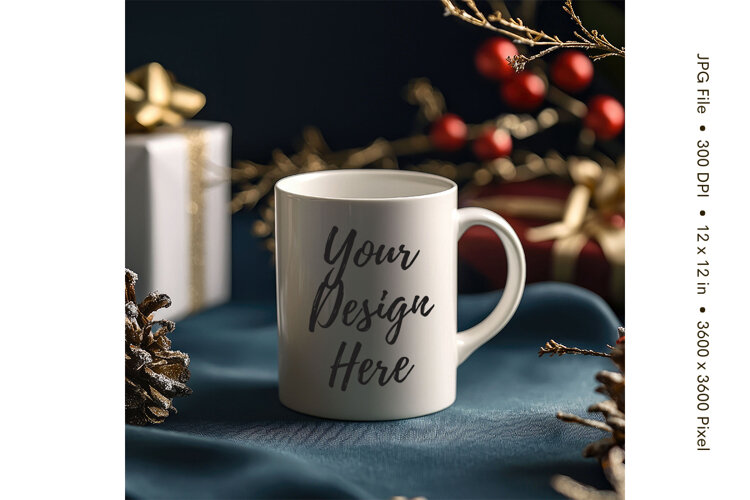 Christmas Winter Coffee Mug Mockups Template Blank Ceramic89 example image 1