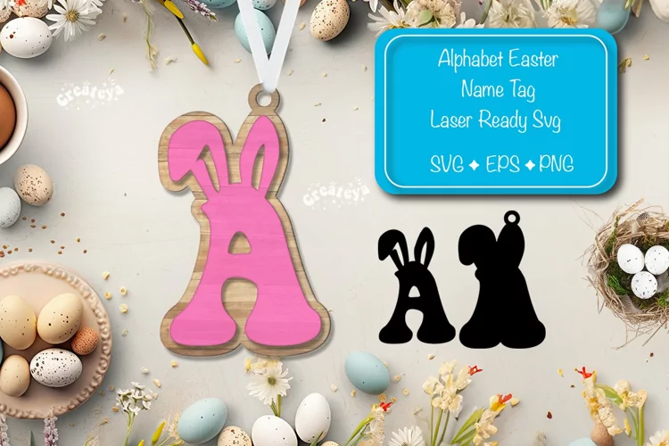 Alphabet Letter A Easter basket tags Easter tag Laser Cut