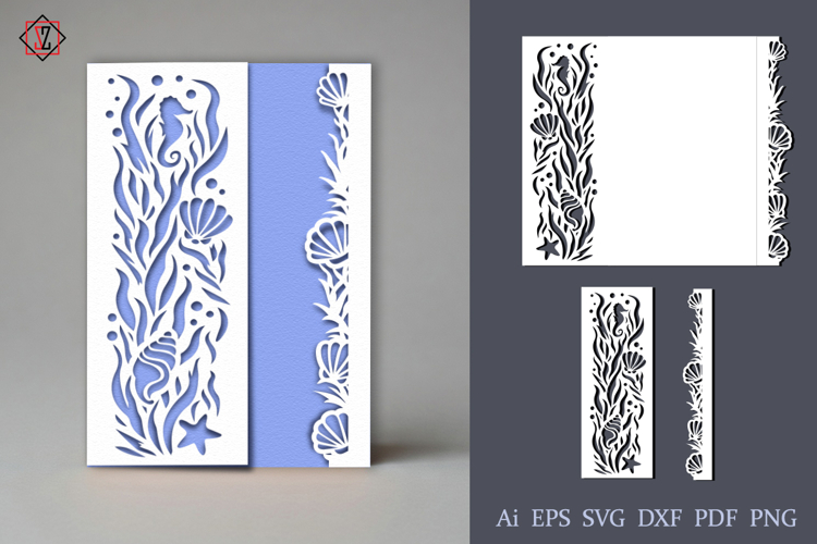 A panel for a postcard with a marine design | SVG files