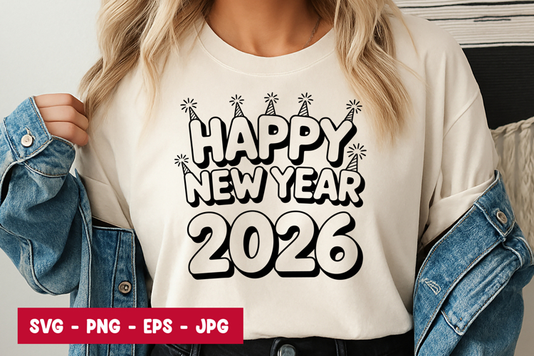 Happy New Year 2026 SVG Design