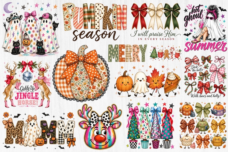 A Seasonal Sublimation PNG Bundle Fall Halloween Christmas